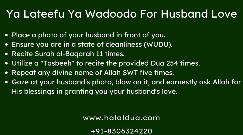 Stepwise process of performing Ya Lateefu for marriage and Husband