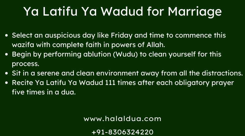 How to Perform Ya Latifu Ya Wadud For Marriage